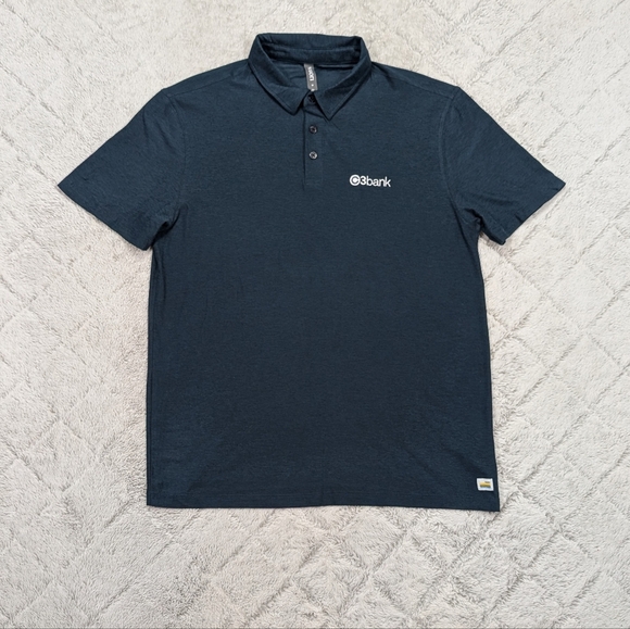 Vuori Shirt Mens M Blue Navy Heather Strato Tech Polo Soft Performance Knit - Picture 1 of 9